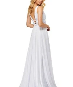 Sherri Hill - 52274 Deep V-Neck A-line Long Dress