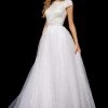 Sherri Hill - 52276 Beaded Cap Sleeve Bateau Tulle Ballgown