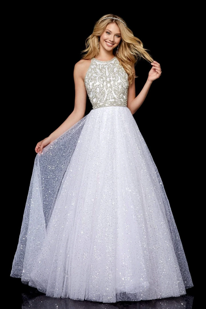 Sherri Hill - 52277 Beaded Halter Sequin Tulle Ballgown 3 Sherri Hill - 52277 Beaded Halter Sequin Tulle Ballgown