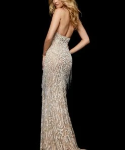 Sherri Hill - 52326 Sexy Beaded Deep Halter V-neck Dress
