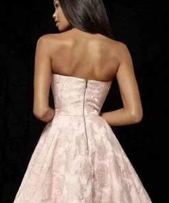 Sherri Hill - 52337 Brocade Print Strapless A-Line Short Dress