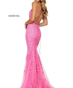 Sherri Hill - 52338 Sexy Open Back Foliage Motif Dress 19 Sherri Hill - 52338 Sexy Open Back Foliage Motif Dress