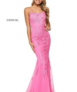 Sherri Hill - 52338 Sexy Open Back Foliage Motif Dress 18 Sherri Hill - 52338 Sexy Open Back Foliage Motif Dress