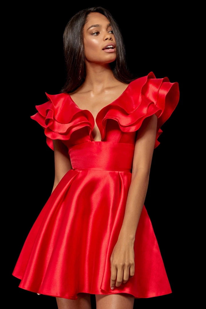 Sherri Hill - 52360 Ruffled Plunging V Neck Cocktail Dress 6 Sherri Hill - 52360 Ruffled Plunging V Neck Cocktail Dress