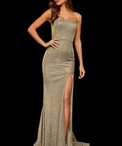 Sherri Hill - 52362 Glitter Stretch Strapless Mermaid Dress 19 Sherri Hill - 52362 Glitter Stretch Strapless Mermaid Dress