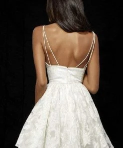 Sherri Hill - 52385 V Neck Brocade A-Line Short Dress