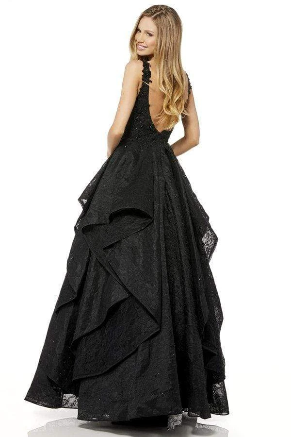 Sherri Hill - 52393 Beaded Lace Deep V-neck Layered Ballgown 4 Sherri Hill - 52393 Beaded Lace Deep V-neck Layered Ballgown