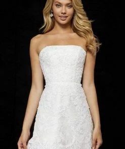 Sherri Hill - 52401 Straight Across Lace A-Line Cocktail Dress