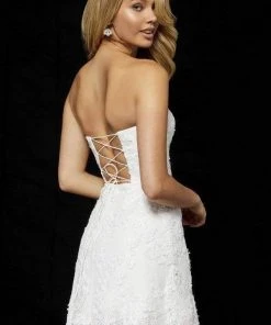 Sherri Hill - 52401 Straight Across Lace A-Line Cocktail Dress