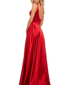 Sherri Hill - 52410 Sleeveless V Neck Silk Charmeuse A Line Dress