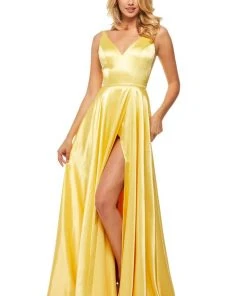 Sherri Hill - 52410 Sleeveless V Neck Silk Charmeuse A Line Dress