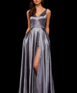 Sherri Hill - 52410 Sleeveless V Neck Silk Charmeuse A Line Dress