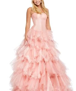 Sherri Hill - 52417 Tiered Tulle Skirt A-line Gown