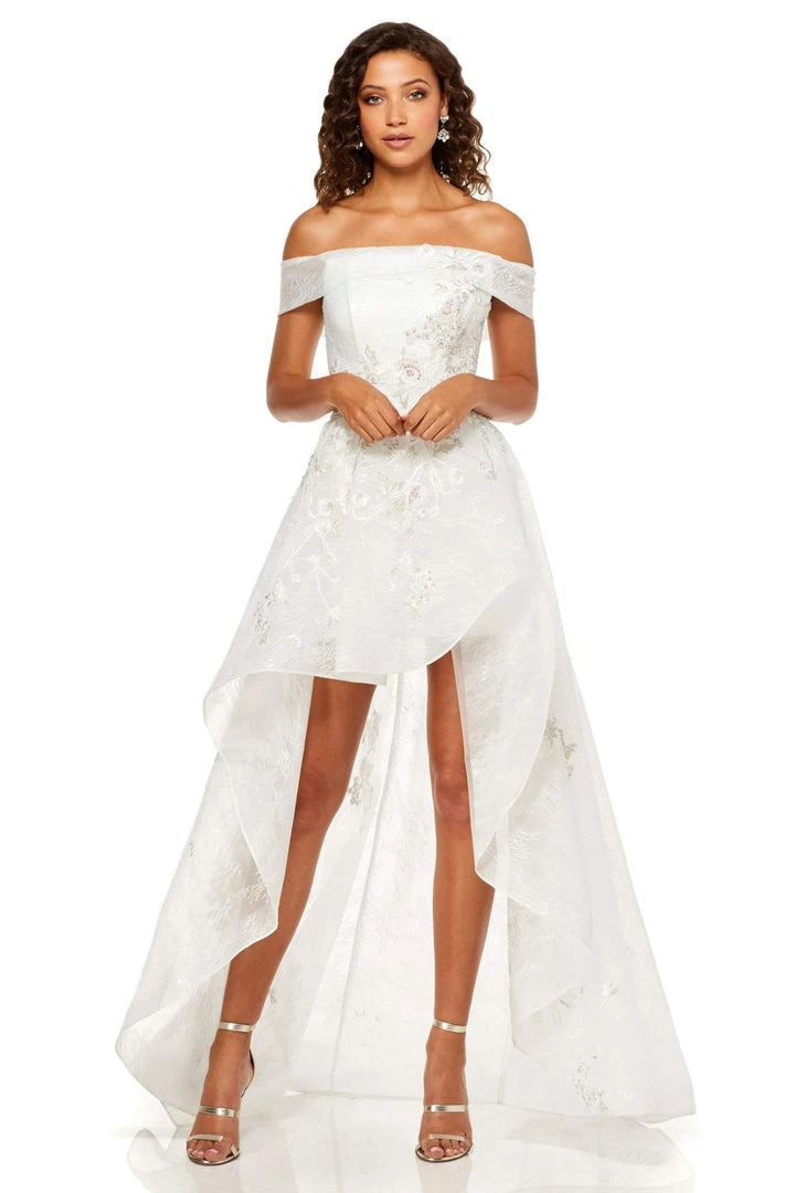 Sherri Hill - 52430 Off The Shoulder Beaded High-Low Dress 3 Sherri Hill - 52430 Off The Shoulder Beaded High-Low Dress