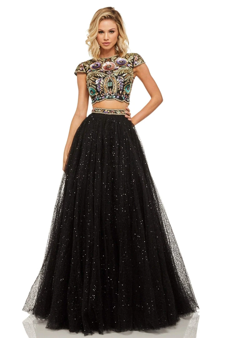 Sherri Hill - 52435 Two Piece Sequin Tulle Ballgown With Train 3 Sherri Hill - 52435 Two Piece Sequin Tulle Ballgown With Train
