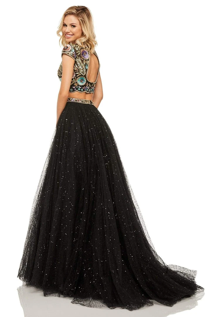 Sherri Hill - 52435 Two Piece Sequin Tulle Ballgown With Train 4 Sherri Hill - 52435 Two Piece Sequin Tulle Ballgown With Train