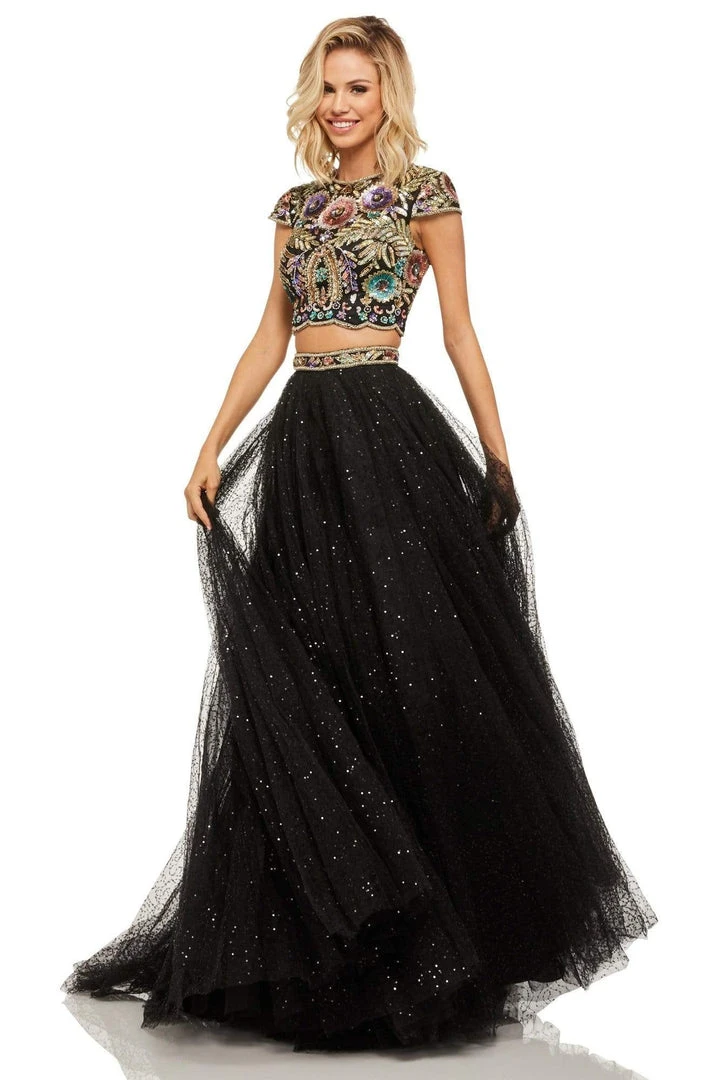 Sherri Hill - 52435 Two Piece Sequin Tulle Ballgown With Train 5 Sherri Hill - 52435 Two Piece Sequin Tulle Ballgown With Train