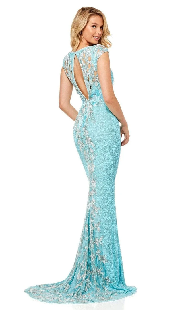 Sherri Hill - 52451 Beaded Deep V-neck Fitted Dress With Open Back 4 Sherri Hill - 52451 Beaded Deep V-neck Fitted Dress With Open Back