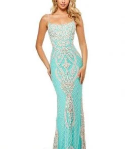 Sherri Hill - 52454 Fully Beaded Lace Up Back Fitted Evening Dress