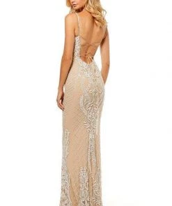 Sherri Hill - 52454 Fully Beaded Lace Up Back Fitted Evening Dress