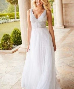 Sherri Hill - 52463 Beaded Plunging V-Neck A-Line Dress