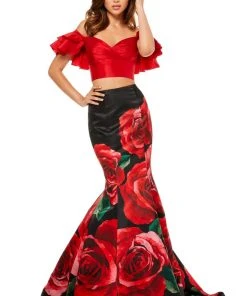 Sherri Hill - 52470 Two Piece Satin Print Dress