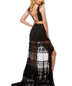 Sherri Hill - 52472 Two Piece Ruffled V-Neck Lace Dress