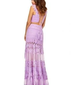 Sherri Hill - 52472 Two Piece Ruffled V-Neck Lace Dress