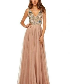 Sherri Hill - 52473 Beaded Deep V-neck Chiffon A-line Gown 14 Sherri Hill - 52473 Beaded Deep V-neck Chiffon A-line Gown