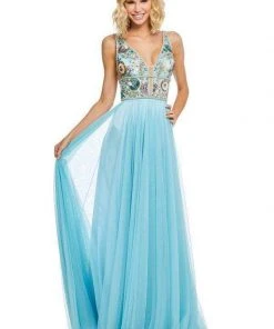 Sherri Hill - 52473 Beaded Deep V-neck Chiffon A-line Gown 16 Sherri Hill - 52473 Beaded Deep V-neck Chiffon A-line Gown