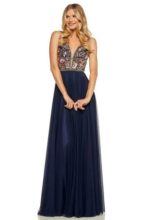 Sherri Hill - 52473 Beaded Deep V-neck Chiffon A-line Gown 12 Sherri Hill - 52473 Beaded Deep V-neck Chiffon A-line Gown