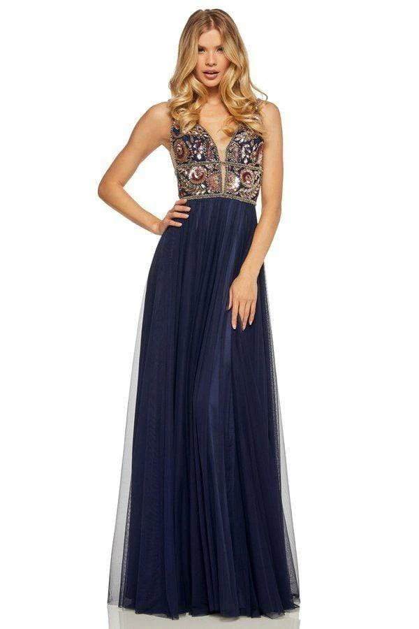 Sherri Hill - 52473 Beaded Deep V-neck Chiffon A-line Gown 10 Sherri Hill - 52473 Beaded Deep V-neck Chiffon A-line Gown
