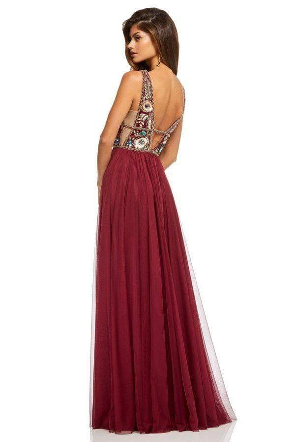 Sherri Hill - 52473 Beaded Deep V-neck Chiffon A-line Gown 4 Sherri Hill - 52473 Beaded Deep V-neck Chiffon A-line Gown