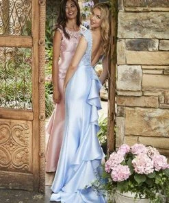 Sherri Hill - 52479 Lace Bateau Mikado Mermaid Dress