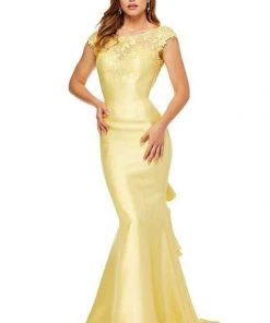 Sherri Hill - 52479 Lace Bateau Mikado Mermaid Dress