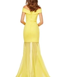 Sherri Hill - 52482 Cap Sleeve Off Shoulder Fitted Illusion Dress