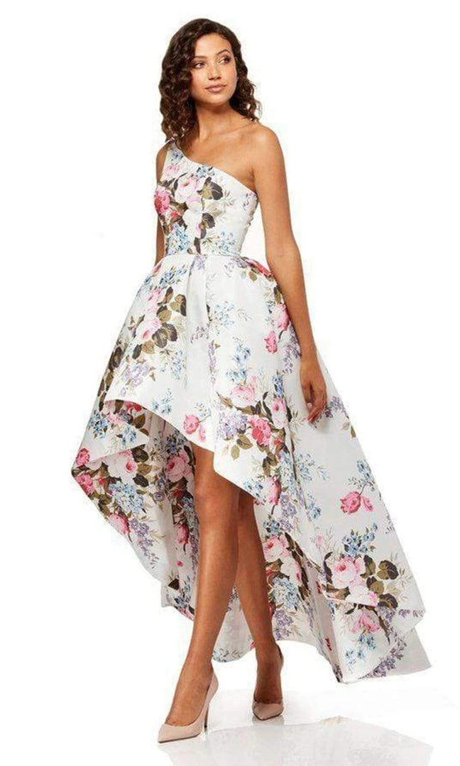Sherri Hill - 52489 Floral Single Shoulder A-Line High Low Dress 3 Sherri Hill - 52489 Floral Single Shoulder A-Line High Low Dress