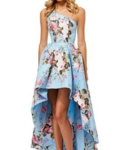Sherri Hill - 52489 Floral Single Shoulder A-Line High Low Dress 22 Sherri Hill - 52489 Floral Single Shoulder A-Line High Low Dress