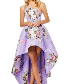 Sherri Hill - 52489 Floral Single Shoulder A-Line High Low Dress 30 Sherri Hill - 52489 Floral Single Shoulder A-Line High Low Dress