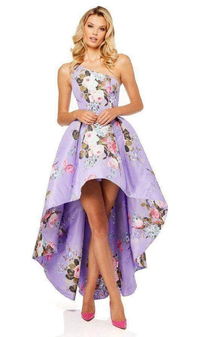 Sherri Hill - 52489 Floral Single Shoulder A-Line High Low Dress 16 Sherri Hill - 52489 Floral Single Shoulder A-Line High Low Dress