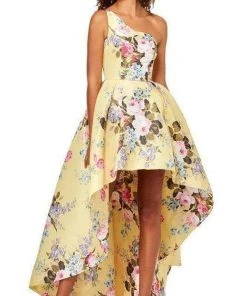 Sherri Hill - 52489 Floral Single Shoulder A-Line High Low Dress 26 Sherri Hill - 52489 Floral Single Shoulder A-Line High Low Dress
