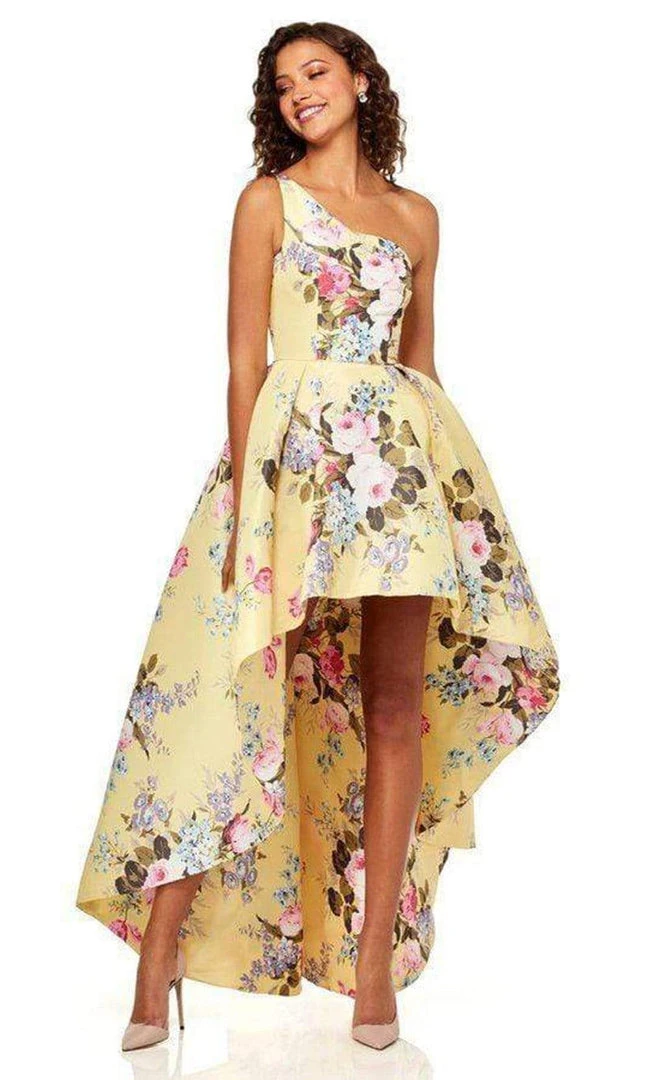 Sherri Hill - 52489 Floral Single Shoulder A-Line High Low Dress 12 Sherri Hill - 52489 Floral Single Shoulder A-Line High Low Dress