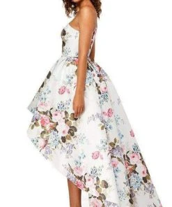Sherri Hill - 52489 Floral Single Shoulder A-Line High Low Dress 18 Sherri Hill - 52489 Floral Single Shoulder A-Line High Low Dress
