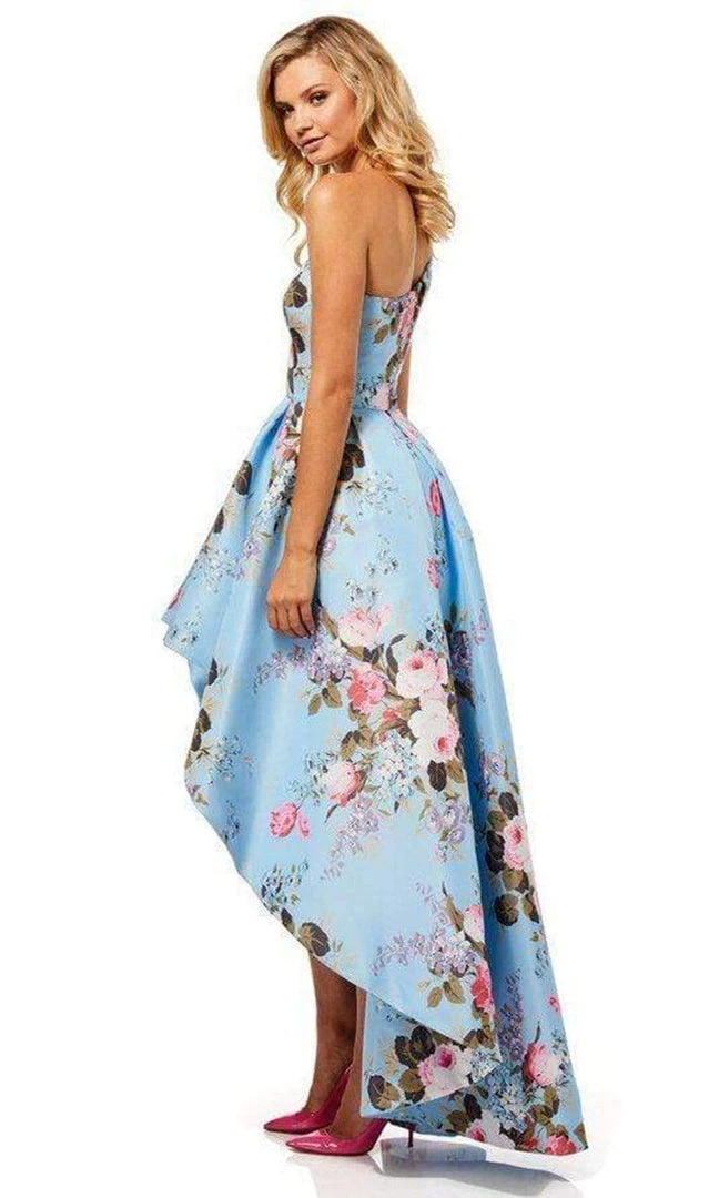 Sherri Hill - 52489 Floral Single Shoulder A-Line High Low Dress 9 Sherri Hill - 52489 Floral Single Shoulder A-Line High Low Dress