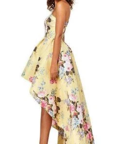 Sherri Hill - 52489 Floral Single Shoulder A-Line High Low Dress 27 Sherri Hill - 52489 Floral Single Shoulder A-Line High Low Dress