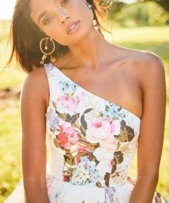 Sherri Hill - 52489 Floral Single Shoulder A-Line High Low Dress 20 Sherri Hill - 52489 Floral Single Shoulder A-Line High Low Dress