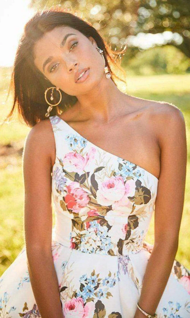 Sherri Hill - 52489 Floral Single Shoulder A-Line High Low Dress 6 Sherri Hill - 52489 Floral Single Shoulder A-Line High Low Dress