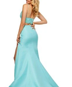 Sherri Hill - 52493 Two Piece Lace Crop Top Mermaid Dress 8 Sherri Hill - 52493 Two Piece Lace Crop Top Mermaid Dress