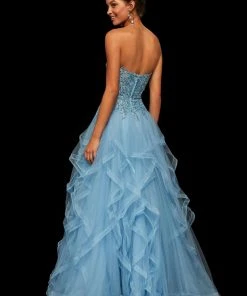 Sherri Hill - 52504 Strapless Metallic Lace Beaded Ballgown