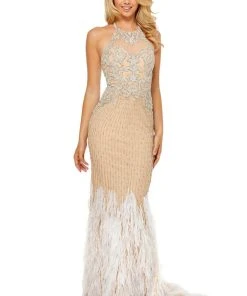Sherri Hill - 52517 Halter Neck Beaded Trumpet Dress
